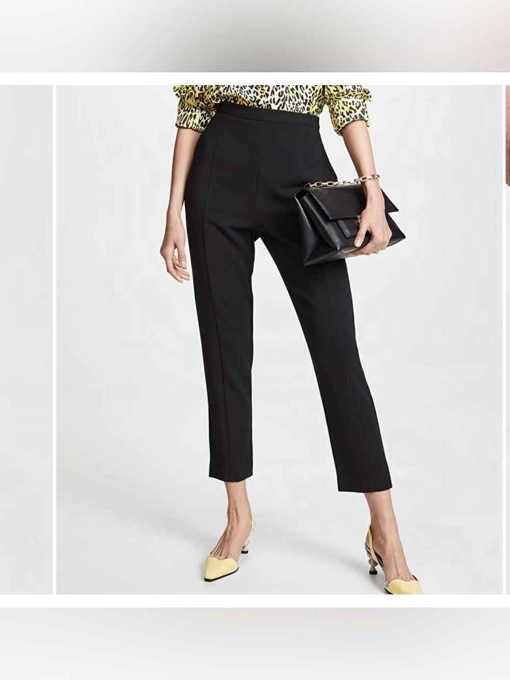 Black Halo Juma Pant Tailored Cropped Straight Leg Career Casual Black Size 2